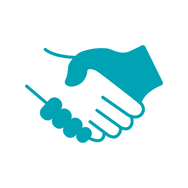 Handshake in teal icon